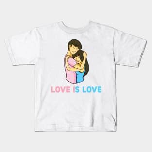 Cute Couple Transgender LGBT Gay Pride Ally - Love Is Love Kids T-Shirt